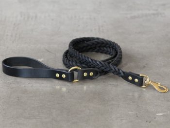 Leather braided leash with brass hardware