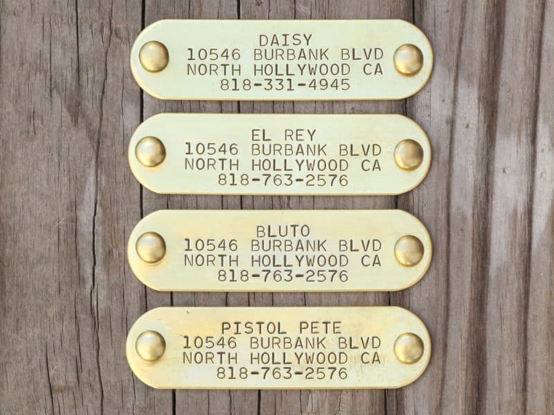 Solid Brass Nameplate CALIFORNIA COLLAR CO.