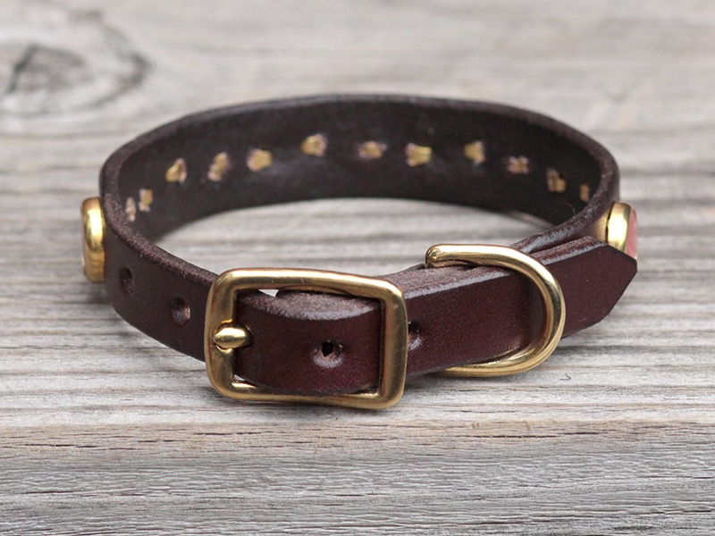 Stones Toy Breed Leather Dog Collar