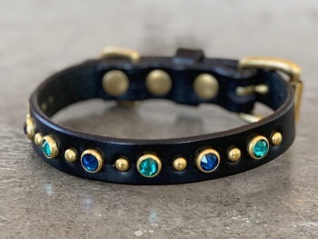 5/8" CRYSTALS - Leather Dog Collar