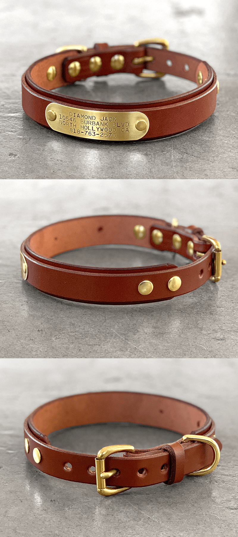 1″ BASIC SLIM w/ NAMEPLATE Personalized Dog Collar CALIFORNIA